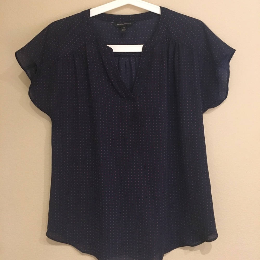 Navy top with small red prints